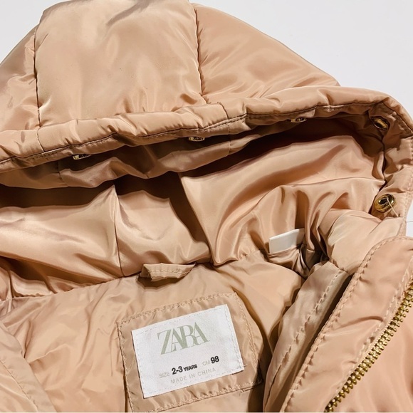 Zara down filled little girls 2-3Y puffer hooded jacket - Picture 4 of 7
